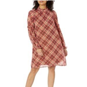 Tommy Hilfiger size 14 lightweight holiday dress plaid red balloon sleeve xl